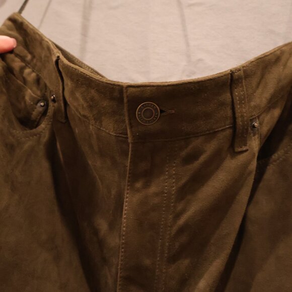 NWT Lauren Ralph Lauren Black Label Goat Suede High-Rise Boot Pants – Dark Olive - Picture 7 of 15